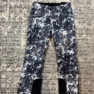 OBERMEYER Sz 12 Black White Floral Ski Snow Pants